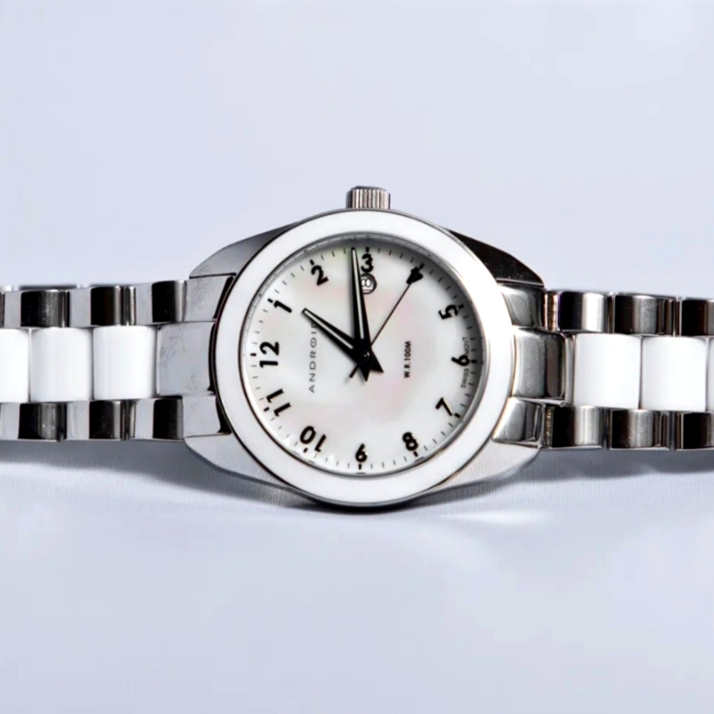 ANDROID Men's Zeon Swiss Stainless Steel White Ceramic Watch AD358